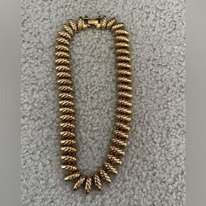 ERWIN PEARL Signed Vintage 1980's Matte Gold Modern Statement Collar Necklace